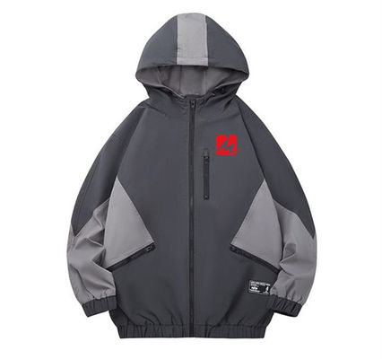 Homens encapuçados de Grey Jacket Waterproof Windbreaker For da juventude ordinária fraca do ponto