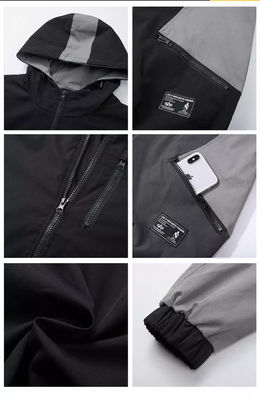 Homens encapuçados de Grey Jacket Waterproof Windbreaker For da juventude ordinária fraca do ponto