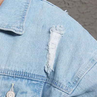 Revestimento de montada ocasional de Streetwear dos revestimentos da sarja de Nimes do bordado do algodão do poliéster