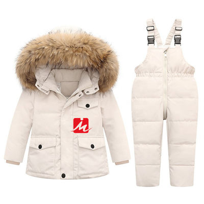 Peso leve do poliéster abaixo do fato-macaco branco dos macacões de Duck Down Coat Outerwear Children do revestimento