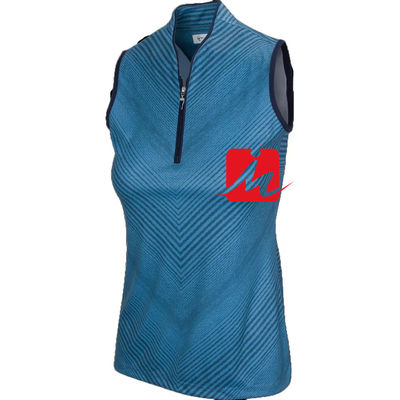 Camisa polo feminina gola alta 1/4 zíper no meio impressão personalizada sem mangas