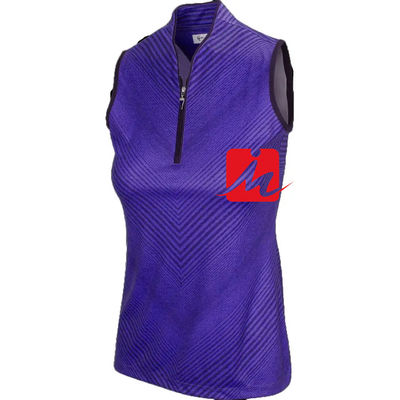 Camisa polo feminina gola alta 1/4 zíper no meio impressão personalizada sem mangas