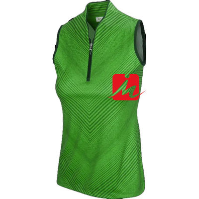 Camisa polo feminina gola alta 1/4 zíper no meio impressão personalizada sem mangas