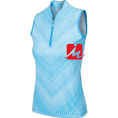 Camisa polo feminina gola alta 1/4 zíper no meio impressão personalizada sem mangas