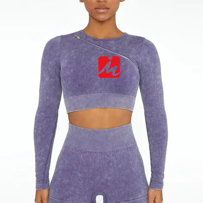 Sutiã esportivo feminino 5 peças e leggings sem costura com nervuras conjuntos de fitness roupas esportivas